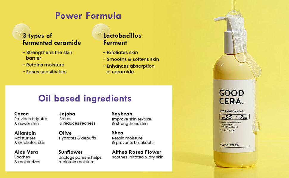 Holika Holika Good Cera Ato Relief Oil Wash, 400ml