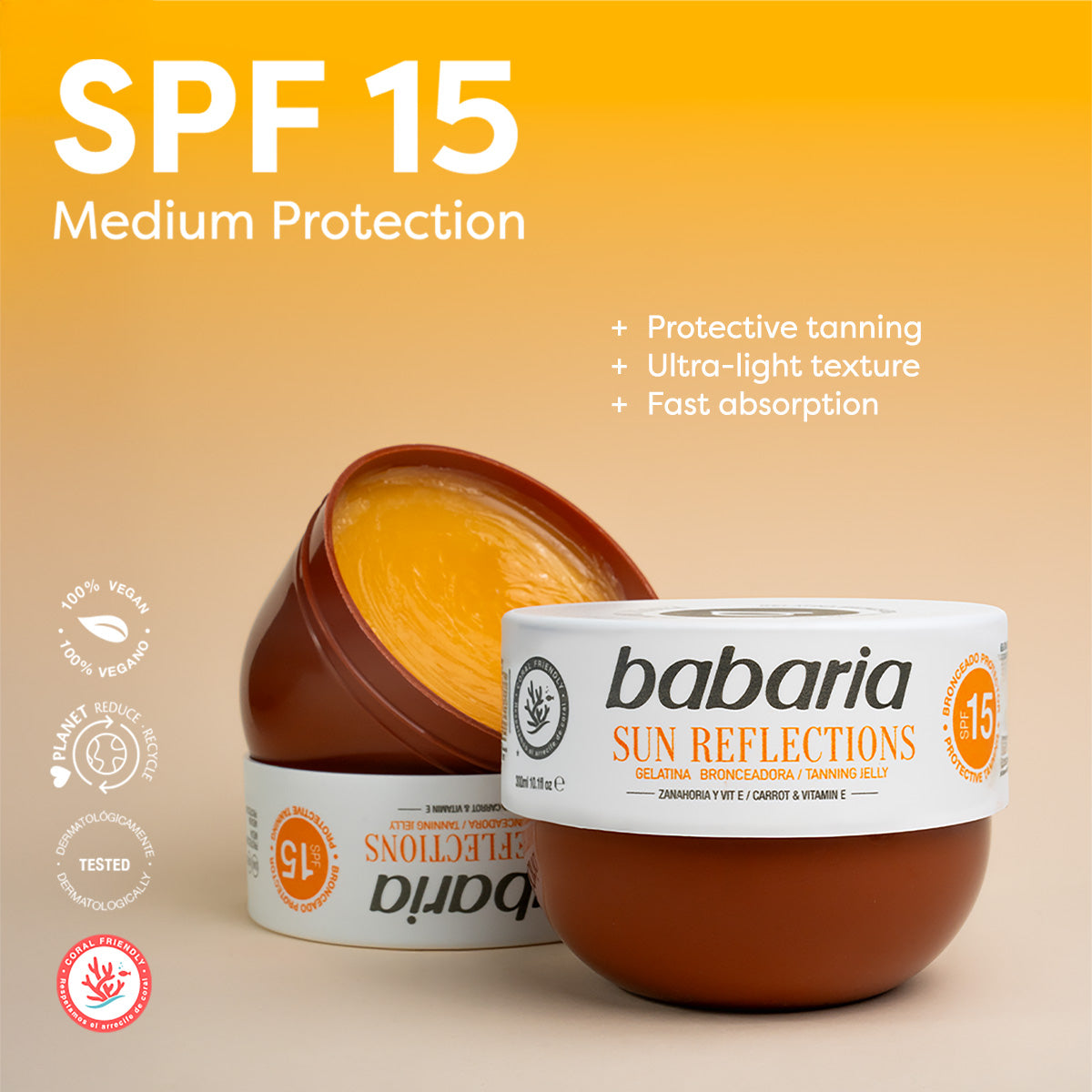 Babaria Sun Reflections Tan Jelly SPF 15, 300 ml