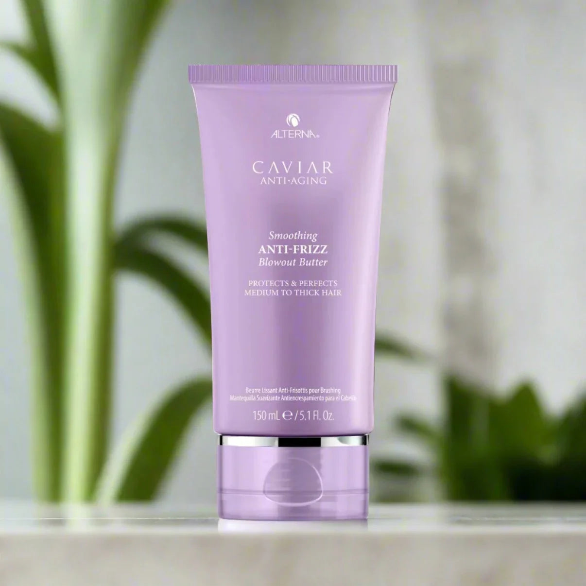 Alterna Anti-Frizz Blowout Butter 5 oz jar, designed to smooth and control frizz while providing heat protection and creating a sleek, polished blowout.