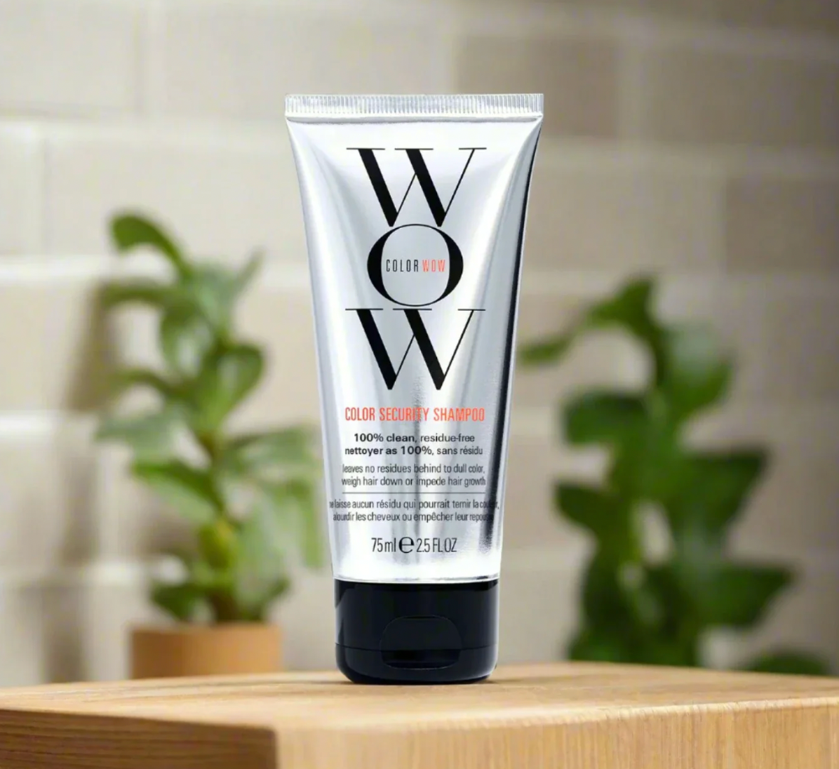 Color Wow Color Security Shampoo 75 ml tube, designed to gently cleanse and protect color-treated hair while preserving color vibrancy.