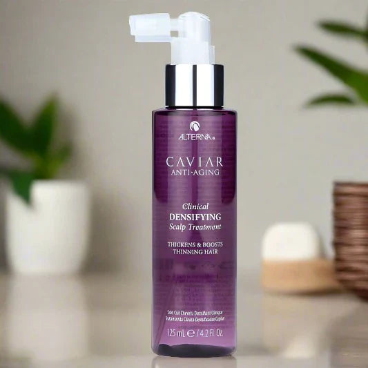 Alterna Scalp Treatment Densifying 4.2 oz bottle with a clean, minimal design, containing a clear liquid intended to enhance scalp health and support hair growth.