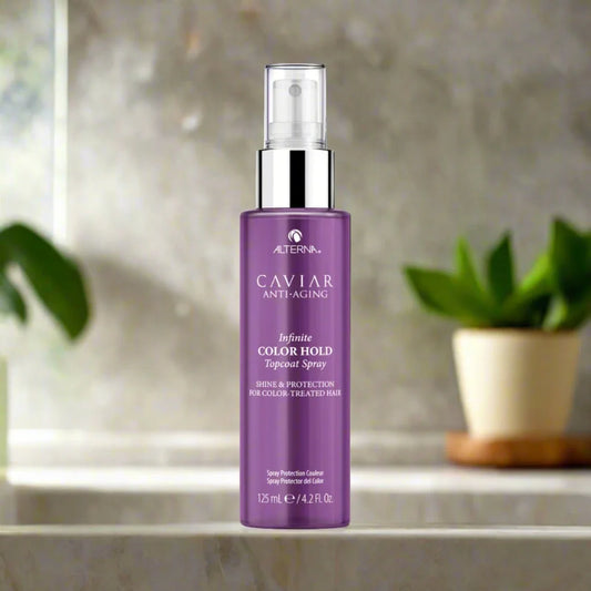 Color Hold Topcoat Spray 6.7 oz bottle, designed to protect color-treated hair and enhance shine while providing long-lasting color vibrancy.