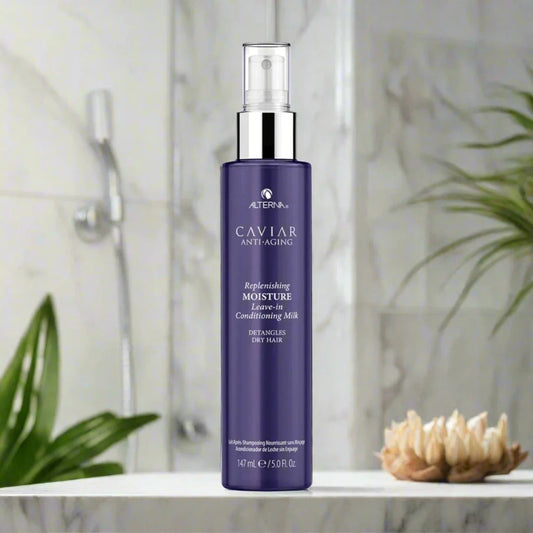 Alterna Moisture Leave-In Conditioner 6.7 oz spray bottle, designed to provide hydration, detangle, and improve manageability for all hair types.