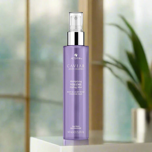 Alterna Multiplying Volume Styling Mist 6.7 oz bottle, designed to add volume, texture, and lift to hair for a fuller, more defined style.
