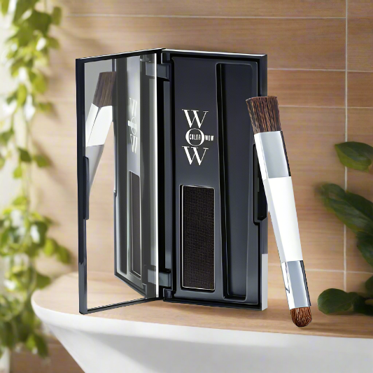 Color Wow Root Cover Up Black palette with mirror and brush