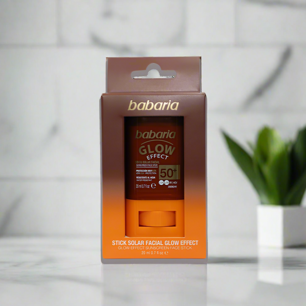 Babaria facial sun stick packaging on a white background