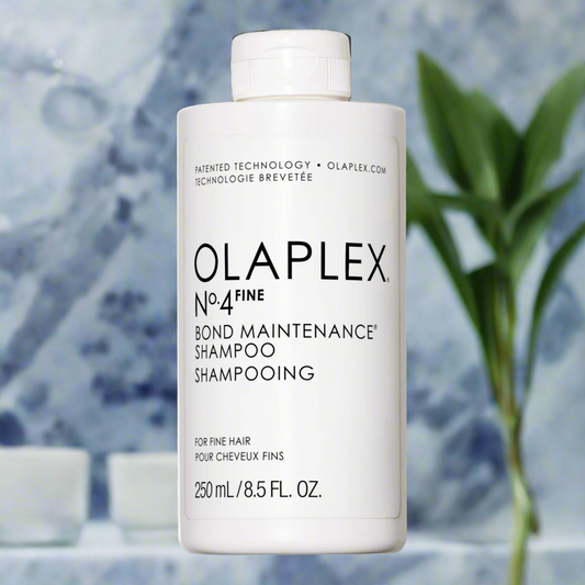 o.4 Fine Bond Maintenance Shampoo in a sleek 250ml bottle, designed for fine hair. The packaging is minimalistic with soft neutral tones, promoting hair repair, strength, and bond maintenance.