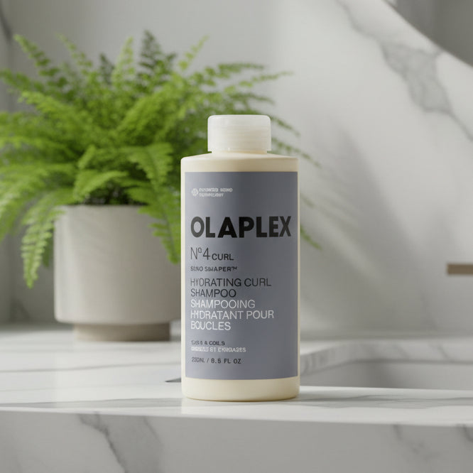 A 250ml bottle of Olaplex No. 4 Curl Hydrating Curl Shampoo on a plain white background.